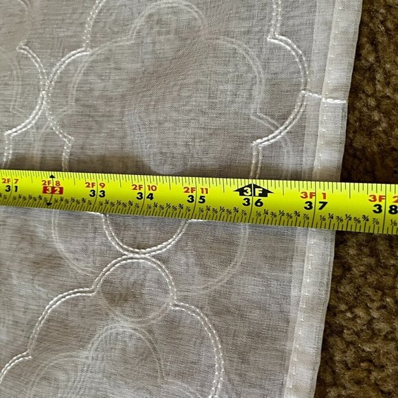 Set of 2 Panels White Window Sheer Medallion Curtains Rod Pocket 37x83 Inch - Picture 5 of 6